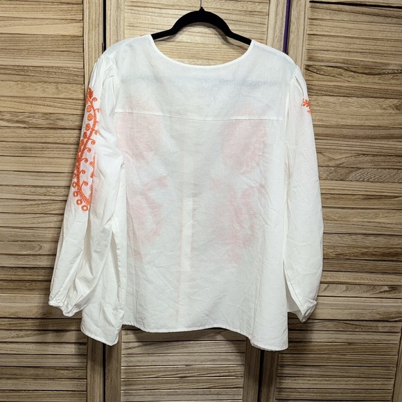 Cato White Blouse with Orange Embroidery Size 22/24 - Picture 7 of 7